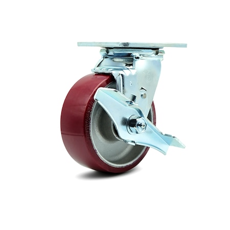 5 Inch Poly On Aluminum Swivel Caster With Roller Bearing And Brake SCC